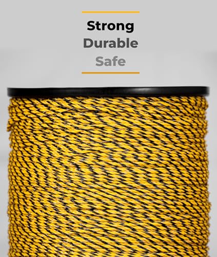 TRAE Electric Fence Polywire 3366 Feet (1026 Meters) | 6 Stainless Steel Strands for High Conductivity & Rust Resistance | 3mm UV-Resistant Poly Wire for Farms, Gardens, Horses & Pets
