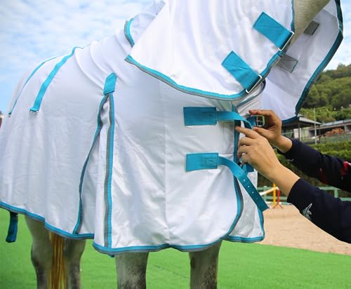 Horse Fly Sheet with Removable Neck Cover & Belly Wrap, Fine Mesh - color: White, size: 81
