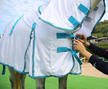 Horse Fly Sheet with Removable Neck Cover & Belly Wrap, Fine Mesh - color: White, size: 84