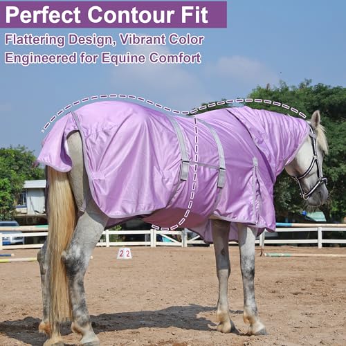 LEAFOREST Horse Fly Sheet with Neck Cover & Belly Band Mesh UV Protection - size: 81 IN