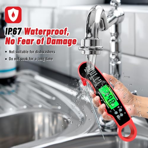Meat Thermometer Digital, Instant Read Digital Meat Thermometer - color: Red