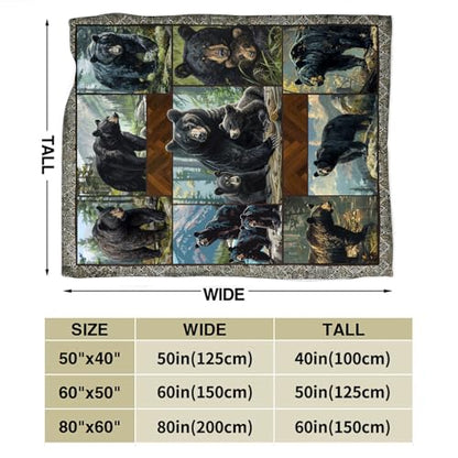 Black Bear Blanket Wild Animal Throw Stuff Gifts for Women Girl 80"X60" - color: Black Bear, size: 80"x60"