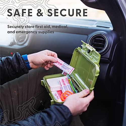 Evergreen X Seahorse 56 Medication Lock Box - Medium, First Aid Kit, Childproof, Empty Lockable Medicine Box to Store Medications, Diabetic Supplies. NO SUPPLIES INCLUDED (Green + First Aid Flag) - color: Green + First Aid Flag