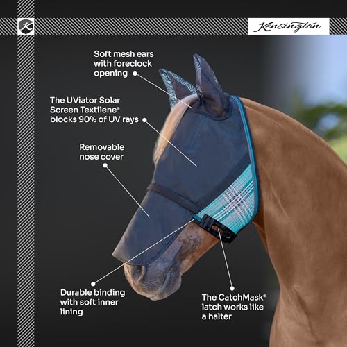 UViator CatchMask Fly Mask, Ears and Removable Nose, X-Large, Lavender Mint - color: 2017-Lavender Mint