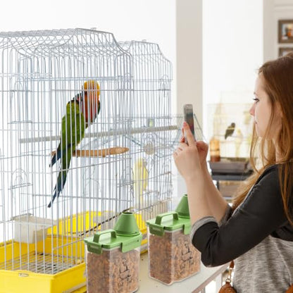 Ripeng 2 Pcs Bird Seed Storage Container,Food Container with Measuring Cup - size: 2.5 L,1.5 L