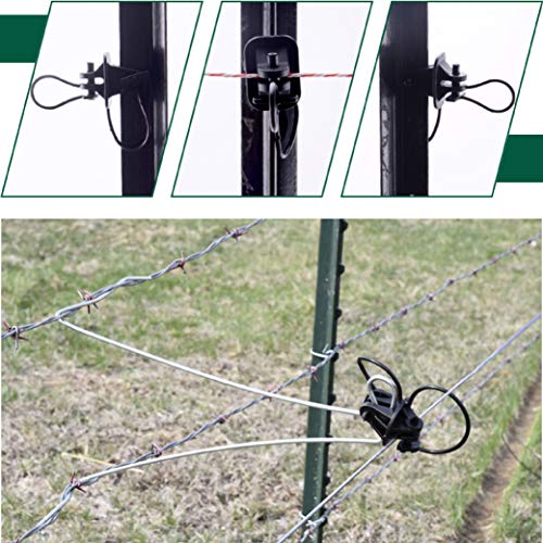 KuGuo Black PP Anti-UV Electric Fence Y Steel Post Pinlock Insulators for Polywire 25P
