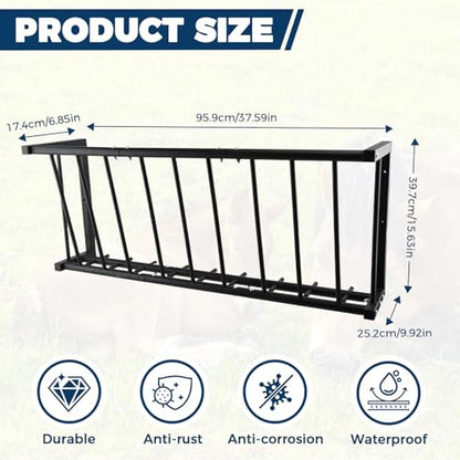 Hay Rack,37.6'' Long Wall Mounted Hay Feeder with 25 Gallon Large Capacity,Detachable Hay Holder for Horse Goats Sheep and Livestock - size: 25 Gallon