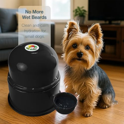 Pet Water Dispenser for Dogs and Cats, 47.3 oz – Gravity-Fed Aluminum Water Bowl, Prevents Wet Fur, Provides Continuous Fresh Water, Electrostatic Coated Finish, Vida Mansa (Black) - color: Black