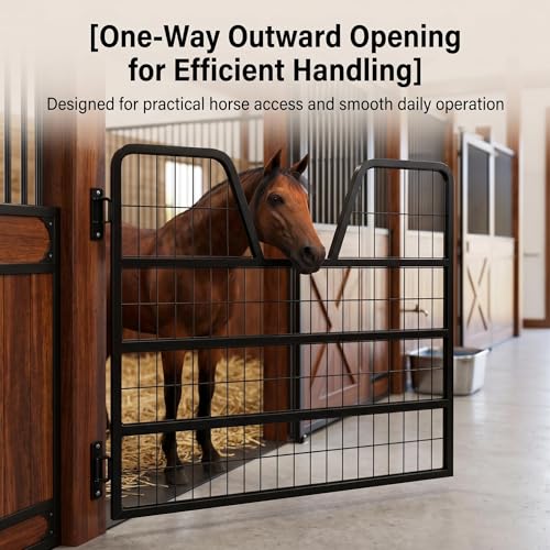 Welded Horse Stall Door, 48 x 32in Stall Guards for Horses with Two-Way Opening, Heavy Duty 0.8in Stall Gate, Stronger Horse Stall Guard Ideal for Standard Barn Doorways and Equestrian Properties