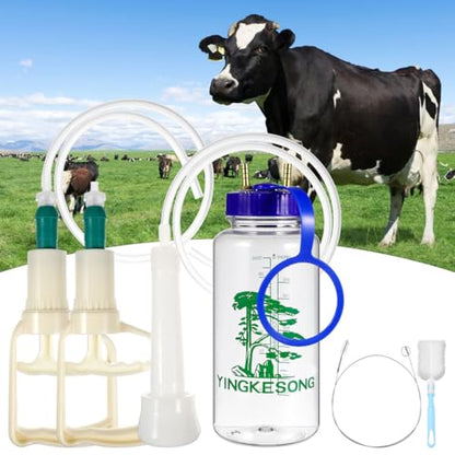 1Set Portable Manual Milking Machine for Cows and Sheep Cattle Milking Equipment Food-Grade Plastic Easy to Use and Clean for Dairy Farms Home Use