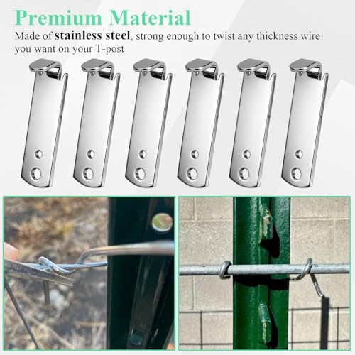 6 Pcs Fence Wire Twister for T-posts, Barb Wire Twisting Tool, 2 Holes