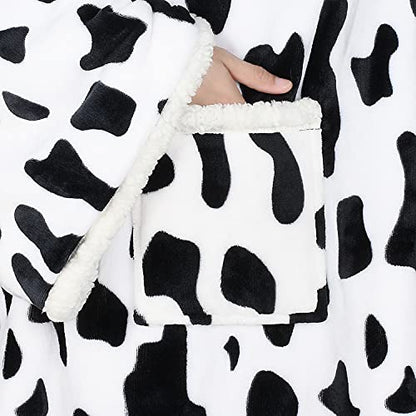 Catalonia Sherpa Wearable Blanket with Sleeves and Pocket for Adults - color: Dalmatian, size: Standard Pocket