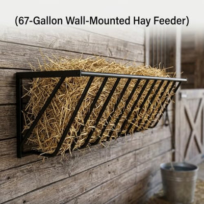 Goat Hay Feeder Wall Mount, Livestock Hay Rack - Space Saving Barn Feeder for Horses, Sheep, Goats