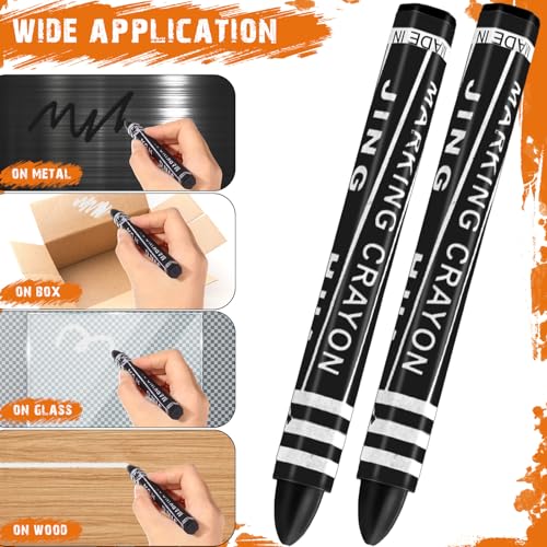 MotiMind 60 Pcs Industrial Lumber Crayons Bulk Wax Tire Marker Construction Marker for Craft Detailed Marking on Lumber Metal Carton Ceramics Concrete Glass Plastic 4.45" x 0.43" (Black) - color: Black