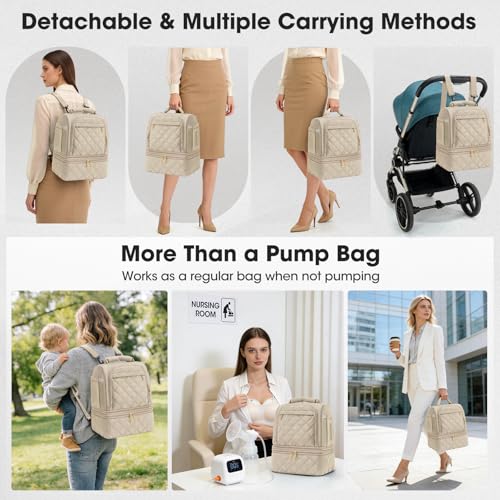 RAINSMORE Wearable Breast Pump Bag, Breast Milk Cooler Travel Bag,Nude - color: Khaki