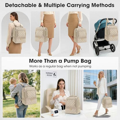 RAINSMORE Wearable Breast Pump Bag, Breast Milk Cooler Travel Bag,Nude - color: Khaki