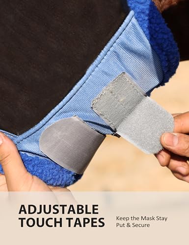 Harrison Howard Horse Fly Mask UV Protective Fine Mesh with Extra Wool Soft Touch on Skin Fly and UV Protection Aquamarine-Black XL - color: Aquamarine-Black, size: XL