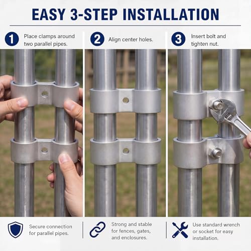 Tudomro 2 Sets 2-3/8" Chain Link Fence Panel Clamps, Dog Kennel Clamp