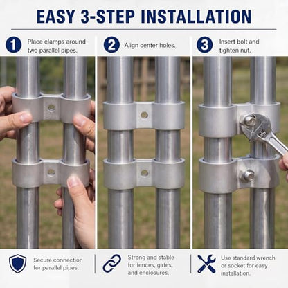 Tudomro 2 Sets 2-3/8" Chain Link Fence Panel Clamps, Dog Kennel Clamp