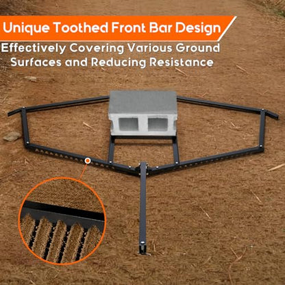 Driveway Drag 66" Width, 35" Length, 4" Height, Tow Behind Drag Harrow, Garden Lawn Tractor Attachable, Steel Head, Garden Rake
