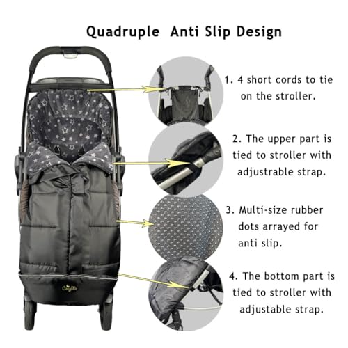 CozyMe Stroller Footmuff, Insulated Stroller Blanket Evelution, Water Repellent Winter Bunting Bag for Strollers, Central Open, Height Adjustable, M6-4T - color: Grey