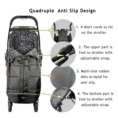CozyMe Stroller Footmuff, Insulated Stroller Blanket Evelution, Water Repellent Winter Bunting Bag for Strollers, Central Open, Height Adjustable, M6-4T - color: Grey