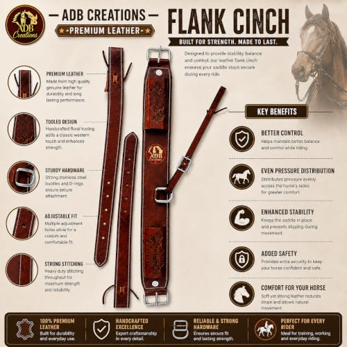 ADB CREATIONS Handmade Tooled Leather Western Horse Girth