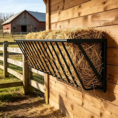 Heavy Duty Hay Rack Wall Mounted, Livestock Feeder for Goat Sheep, 150 Gal Large Open Top Hay Feeder, Manganese Steel Rustproof Frame, Easy Refill, Barn Farm Feed Organizer Rack