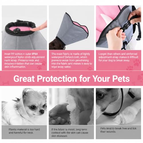 Soft Dog Cone Collar for Large Dogs After Surgery Adjustable - color: Pink, size: 2XL (Neck Girth: 15.7-21.2in)