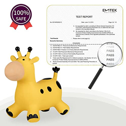 INPANY Bouncy Giraffe Hopper for Toddlers, Gifts Toy for Kid, Pump Included | Eco-Friendly PVC, Low Center Gravity, Cute Cartoon Design, Load 100 Lbs, Learn & Exercise & Active Fun, Gifts for 1-3 Kids - color: Giraffe