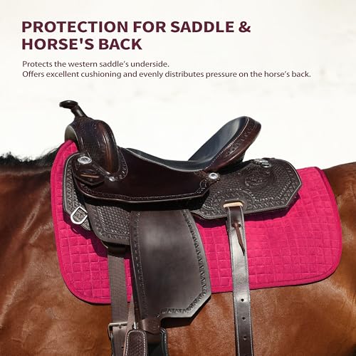 Tackmore All-Purpose Square Quilted Western Saddle Pad, Horse Saddle Pad - color: Magenta