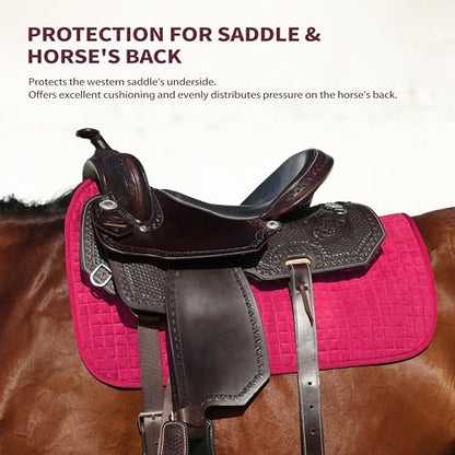 Tackmore All-Purpose Square Quilted Western Saddle Pad, Horse Saddle Pad - color: Magenta