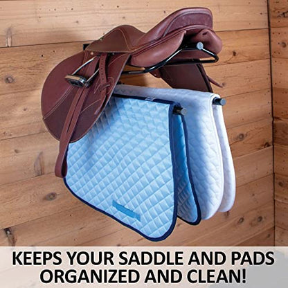 EASY-UP Saddle Rack with Pad Bar for Horse Enthusiast | Heavy-Duty Saddle Rack Wall Mount | Western & English Saddle Rack | Keeps Tack Organized - style: Mounted Rack w/Double Pad Rack - 2 Pack