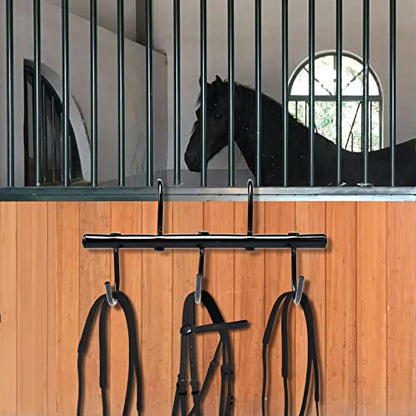 2Pcs Tack Rack with Swivel Hooks,5 Hook Portable Bridle Rack for Horse Tack Holder Stall and Fence(Black)