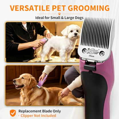 Size 3/4HT Detachable Pet Grooming Clipper Blade with Ceramic Cutter, 19mm 3/4 Inch Cut Length, Silver, Compatible with Andis, Oster A5, Wahl KM10, 1 Pack - color: Silver, size: 3/4HT 19mm
