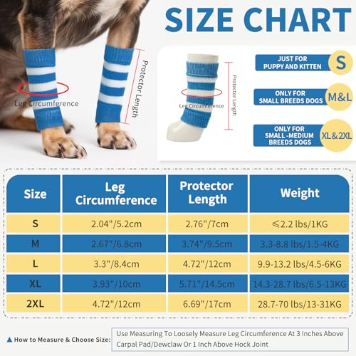 4 PCS Dog Elbow Protect Knit to Help Reducing Licking Scratching Elbow - color: BlueStripe, size: S-Leg Girth: 2.04in