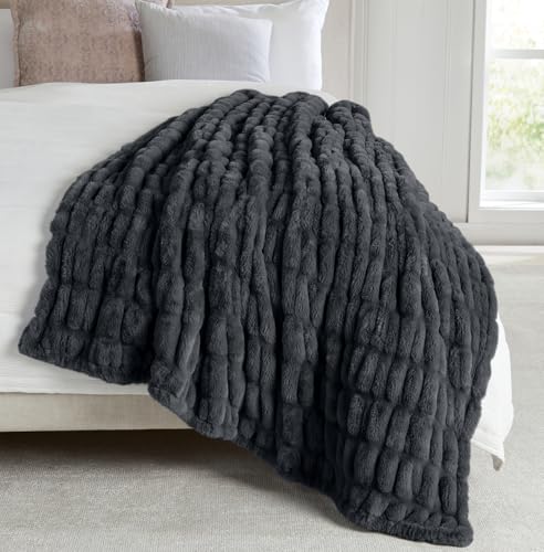 Springtree Home Luxury Micro Plush Throw Blanket | Thick Faux Fur | Black | Lily Collection | 50" x 60" | Black Blanket | Ultra Plush - color: Caviar, size: 50" x 60" (Medium)