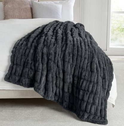 Springtree Home Luxury Micro Plush Throw Blanket | Thick Faux Fur | Black | Lily Collection | 60" x 70" | Black Blanket | Ultra Plush - color: Caviar, size: 60" x 70" (Large)