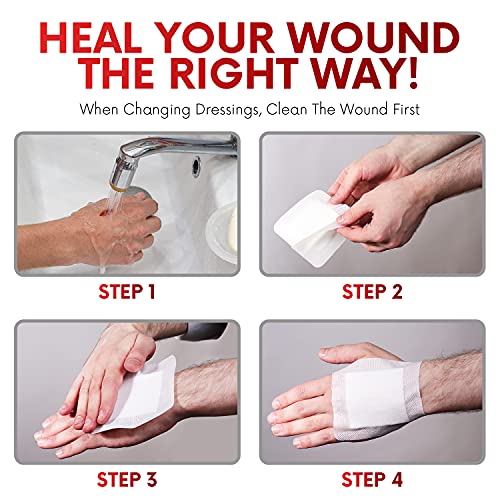 HEALQU Bordered Gauze Island Dressing - 50 Count, 2" x 2" Sterile Individually Wrapped Gauze Pads with Water-Resistant, Non-Woven Backing - Soft and Breathable Wound Dressing for First Aid and Medical - size: 2x2" (1x1" pad) Box of 50