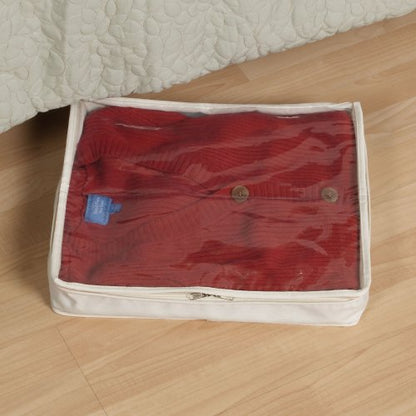 Household Essentials Canvas Sweater Storage Bags 2 Pack, Breathable Under Bed & Closet Organizer with Clear Window & Zipper, Soft-Sided Storage for Sweaters, Blankets & Linens - size: 2-Pack, style: Sweater Storage Bag