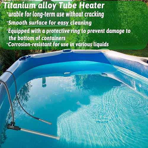 1800W Titanium Immersion Water Heater of Above Ground Pool & Baptismal Pool – Portable Fully Submersible Electric Heater with Temp Control & GFCI to Inflatable Pool, Hot Tub, Bucket, Spa &Bathtub etc