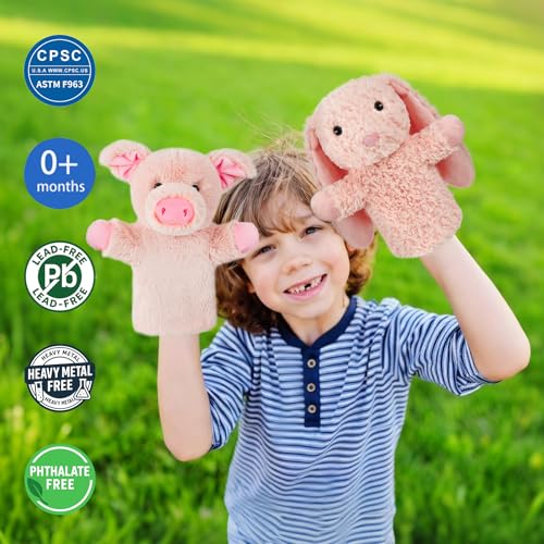 Bunny Puppet for Kids Rabbit Puppets Animal Stuffed Toy Gift for Boys Girls Washable Springtime Easter Animal Stuffed Fabric Interactive Role Play Family Fun - color: Bunny