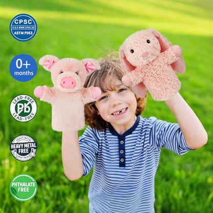 Bunny Puppet for Kids Rabbit Puppets Animal Stuffed Toy Gift for Boys Girls Washable Springtime Easter Animal Stuffed Fabric Interactive Role Play Family Fun - color: Bunny