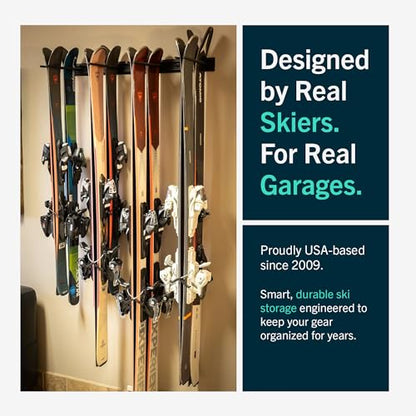StoreYourBoard Ski Rack Wall Mount, Holds 8 Pairs, Ski & Snowboard Storage - style: 8 Skis