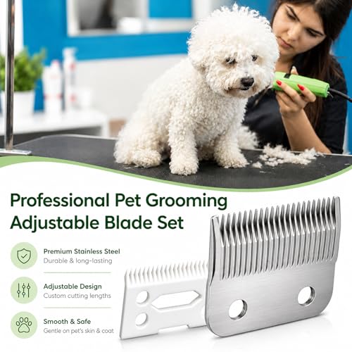 Poweka Replacement Clipper Blade Compatible with W-AHL #30-15-10 Pro Ion, Iron Horse, Show Pro Plus, U-Clip, and Deluxe U-Clip，Professional Pet Animal Dog Standard Adjustable Blade Set