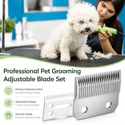 Poweka Replacement Clipper Blade Compatible with W-AHL #30-15-10 Pro Ion, Iron Horse, Show Pro Plus, U-Clip, and Deluxe U-Clip，Professional Pet Animal Dog Standard Adjustable Blade Set