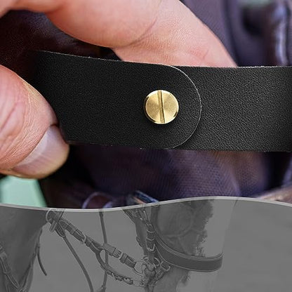 Chunful 6 Pcs Leather Breakaway Halter Replacement Straps for Horses - color: Black