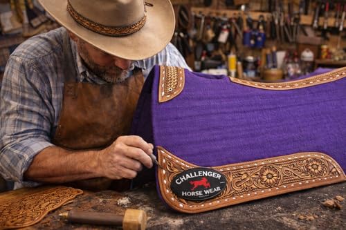 CHALLENGER 32x30 Horse Saddle PAD Western Contoured Wool Felt Moisture Wicking Brown 39209 - color: Purple, size: 32" Spine x 15" Drop