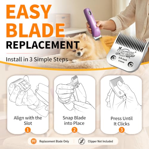 4 Pack Long Cut Pet Grooming Clipper Blades with Ceramic Cutters, Sizes 4FC, 3-3/4FC, 5/8HT & 3/4HT, Silver, Compatible with Andis, Oster A5, Wahl KM10 A5 Style Dog Clippers - color: Silver, size: 4FC + 3-3/4FC + 5/8HT + 3/4HT