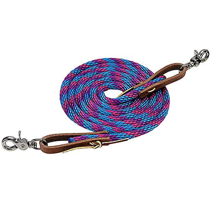 Weaver Leather Poly Roper Rein, Hurricane Blue/Pink Fusion/Purple Jazz, 3/8" x 8'